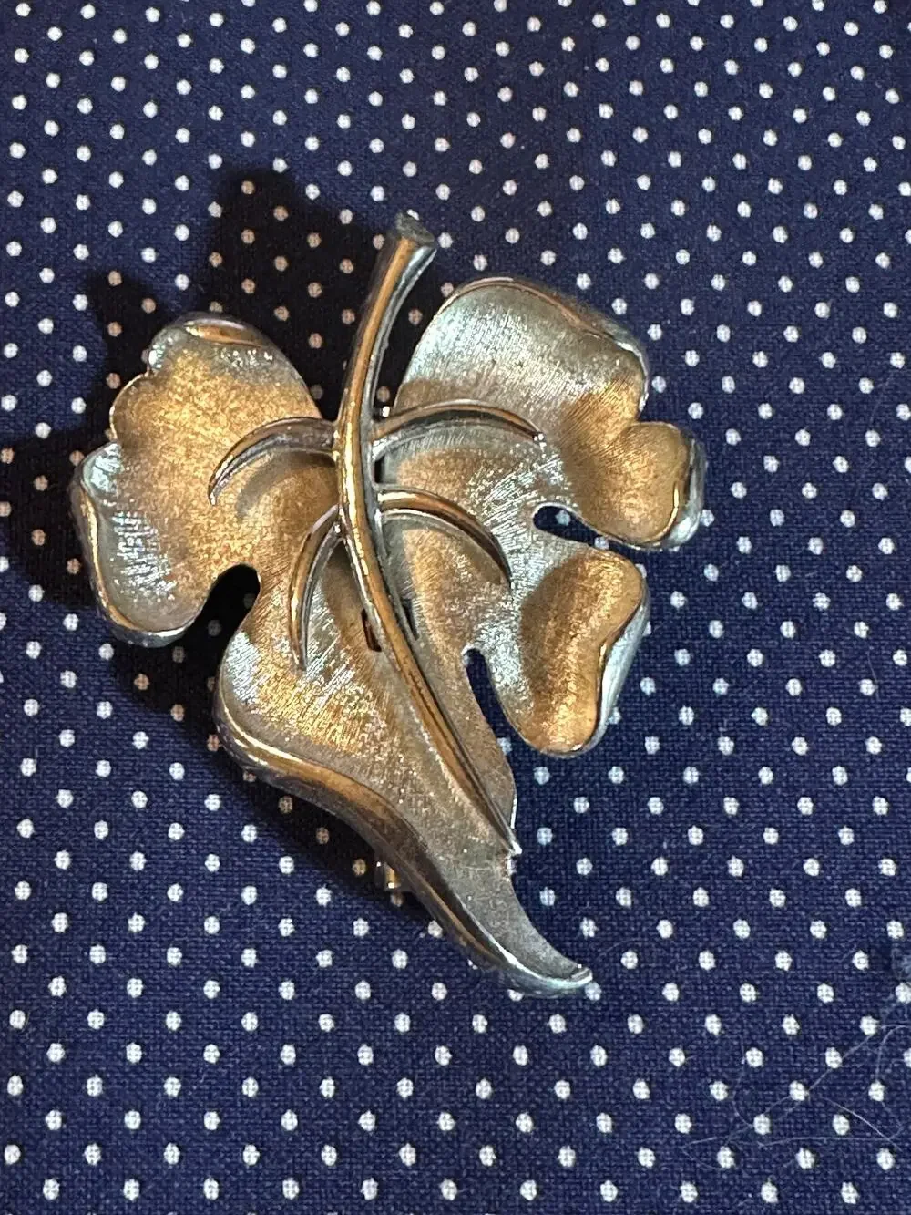 Vintage Estate Silver-Tone Leaf Pin Mid-Century Modern